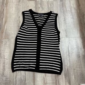 Brooks Brothers Black White Striped V-Neck Sleeveless Tank Top Size Medium